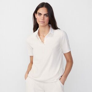 Kule The Terry Polo Cream White Collar Medium
